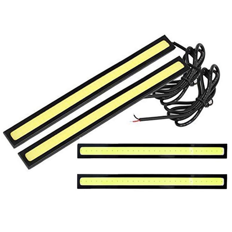 YankMooM 4Pieces Daytime Running Lights DRL Led Strip for Cars Waterproof COB Lights Truck Boat Bike Universal 17CM 12V Driving Lighting(White) - Image 1